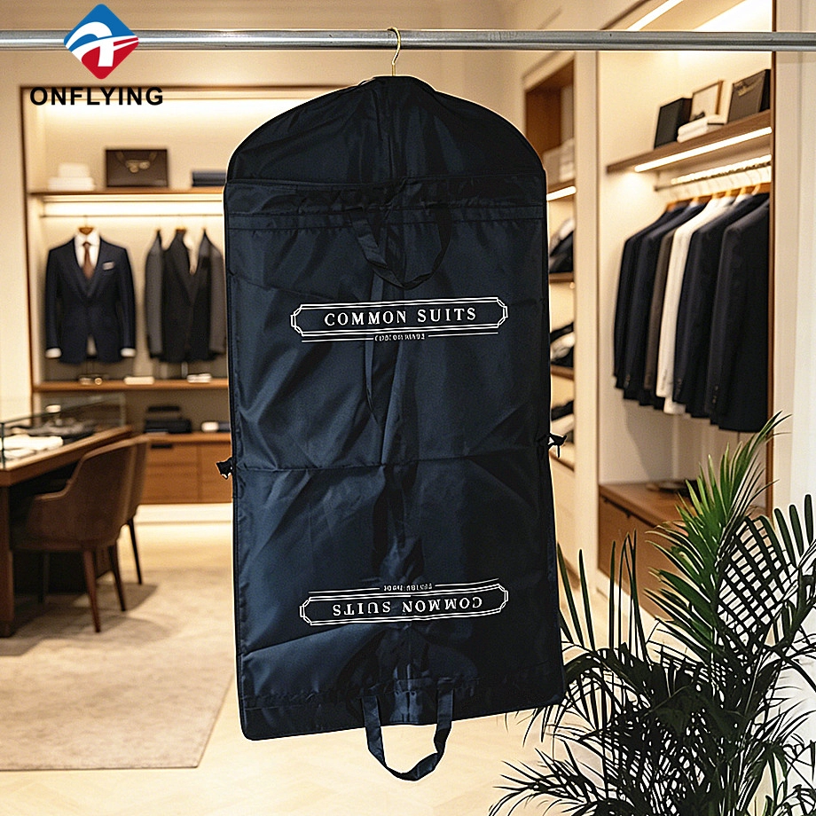China Waterproof Formal Suit Store Zippered Deep Blue Polyester Dust Foldable Cover Factory China manufacturer