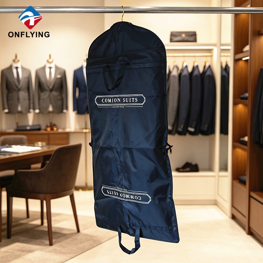 Waterproof Formal Suit Store Zippered Deep Blue Polyester Dust Foldable Cover Factory China