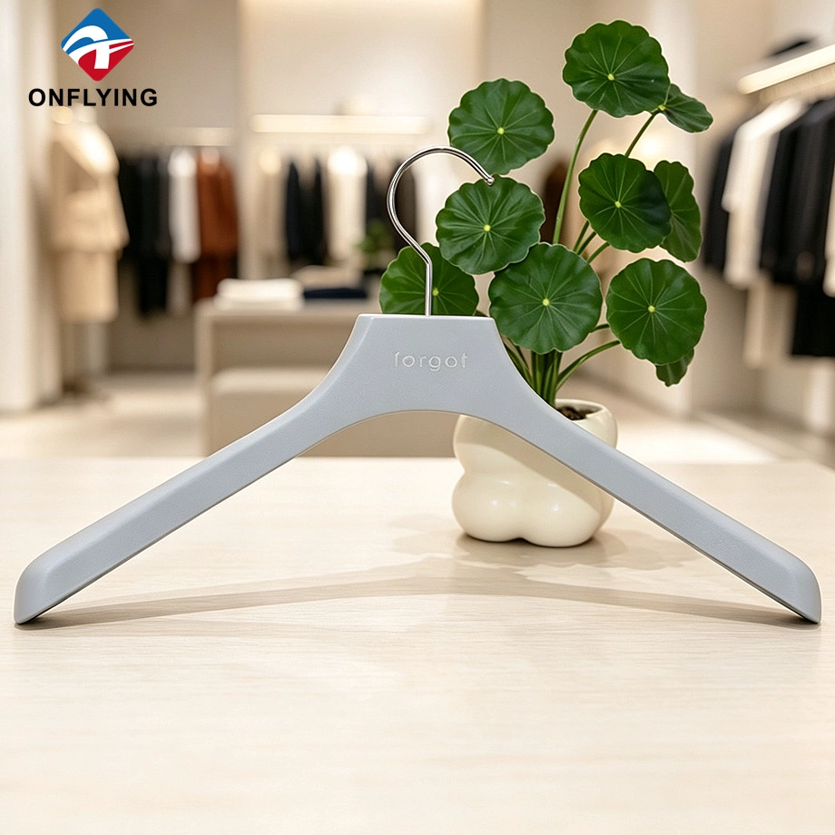 Durable High Quality Material Smooth Grey Plastic Shirt Hanger Custom logo Manufacturer China