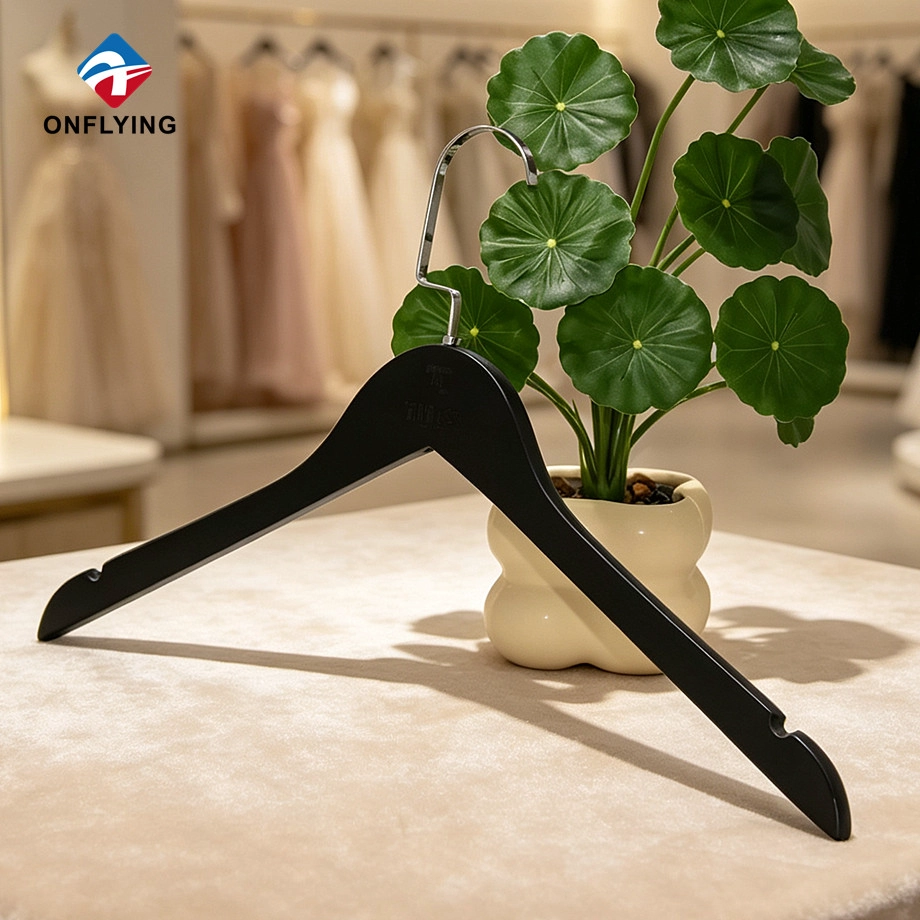 Wholesale Sturdy Retail Boutique Solid Anti slip Vintage Smooth Wooden Shirt Hanger Factory China
