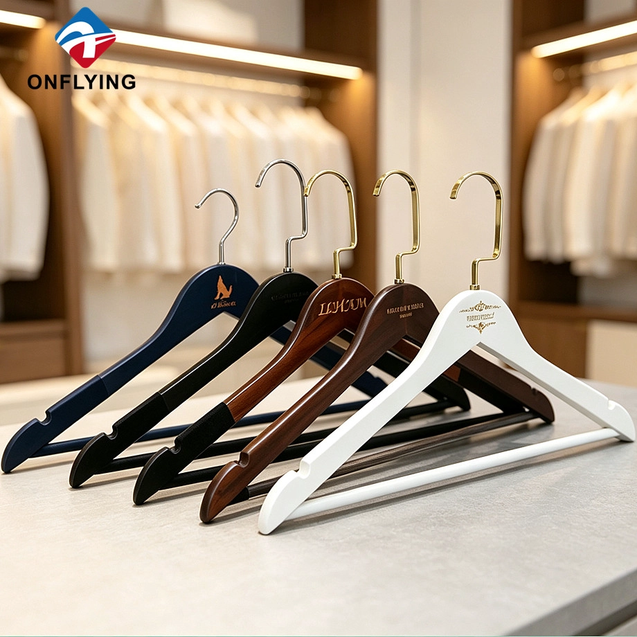 Practical Aesthetic Customized Engraved logo Brown Wooden Shirt Hanger Manufacturer China - COPY - 7mupl8