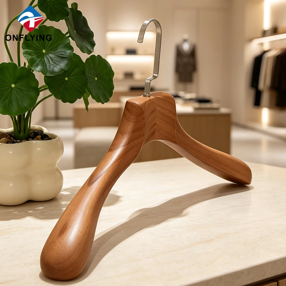 China High Quality Wardrobe Special Head Design Custom Wooden Garment Jacket Hanger Factory China manufacturer