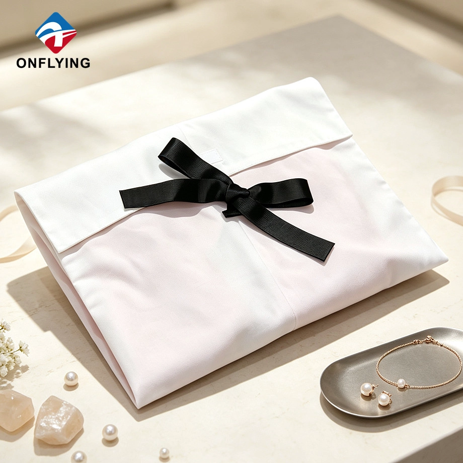 Luxury Waterproof Boutique Custom logo Black Satin Garment Pouch Bag Supplier China