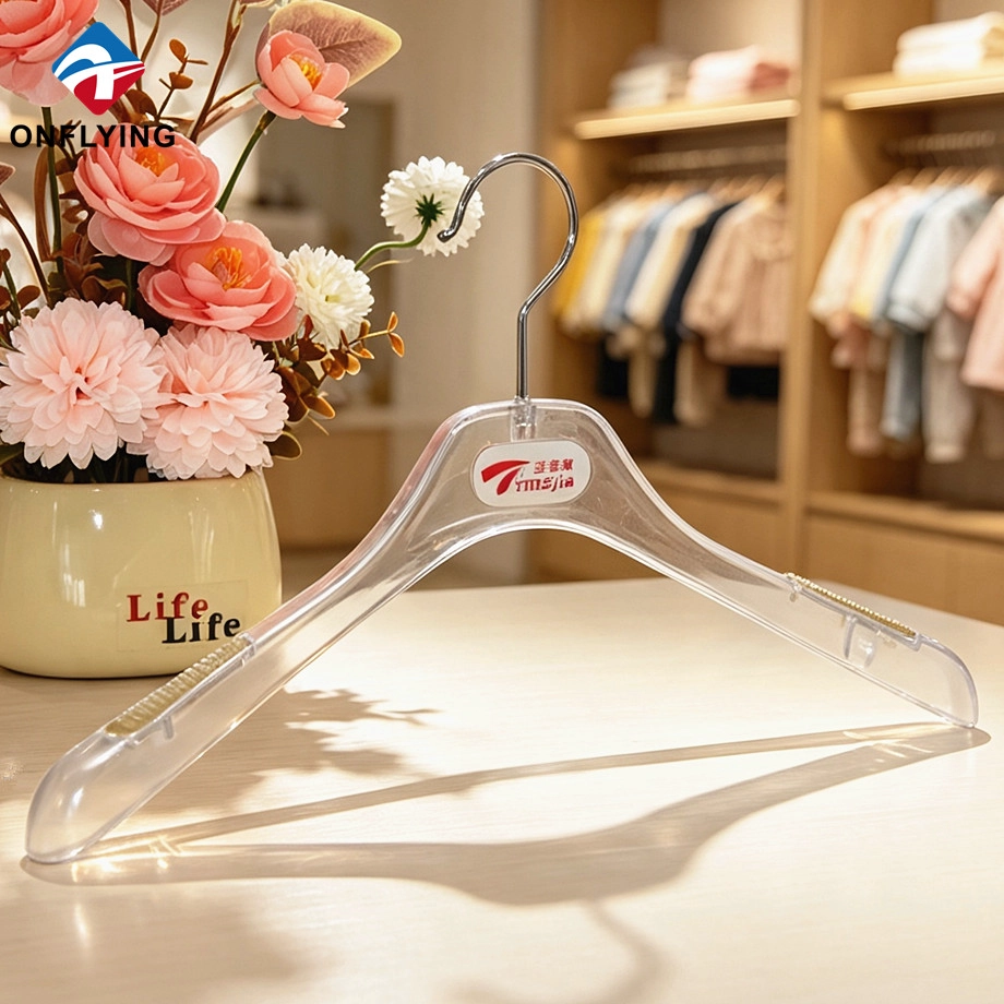 Premium Durable Dresses Anti-slip Shoulder Garment Sturdy Plastic clear Hanger Factory China