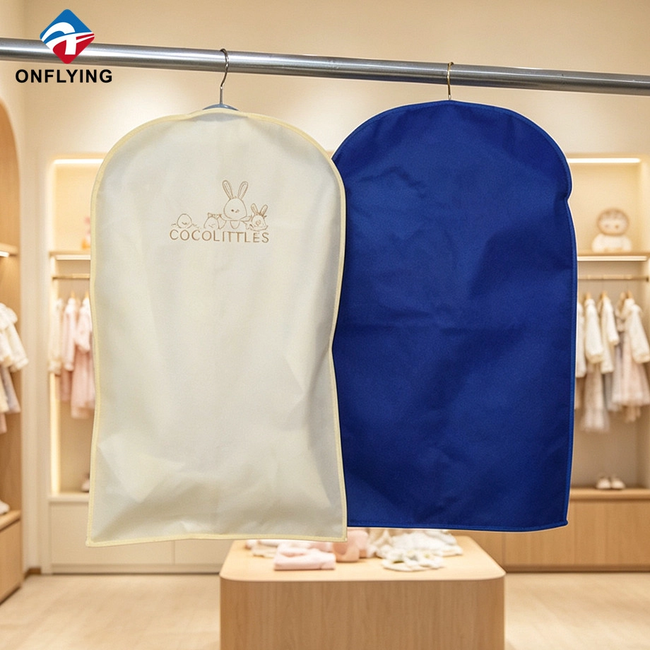 Custom Non‑woven Garment Bags with Logo for Kids Clothing Store Display Custom Non‑woven Garment Bags with Logo for Kids Clothing Store Display