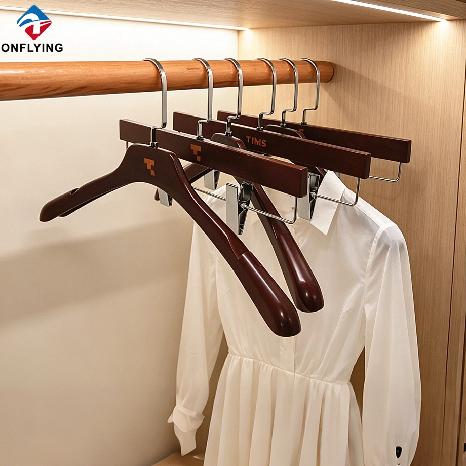 Luxury High Quality Dresses Pants Custom logo Dark Red Clothes Plastic Hanger Set Supplier China