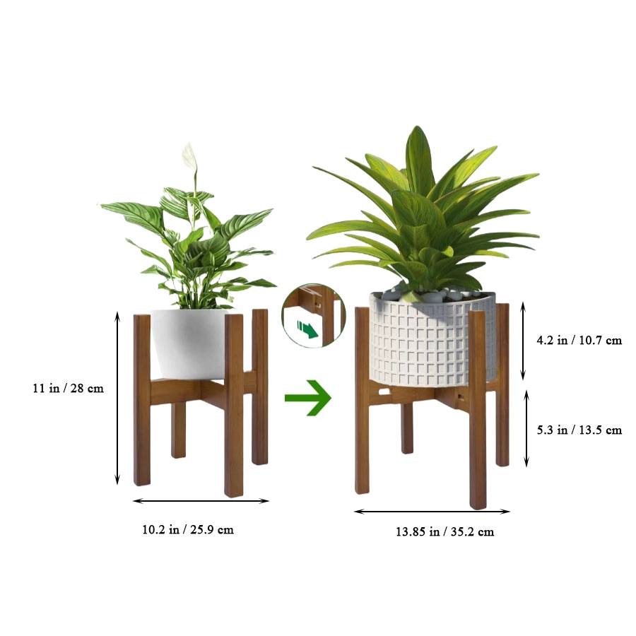 Support de plante réglable en gros en bambou, support de pot à fleurs stable pour le salon
