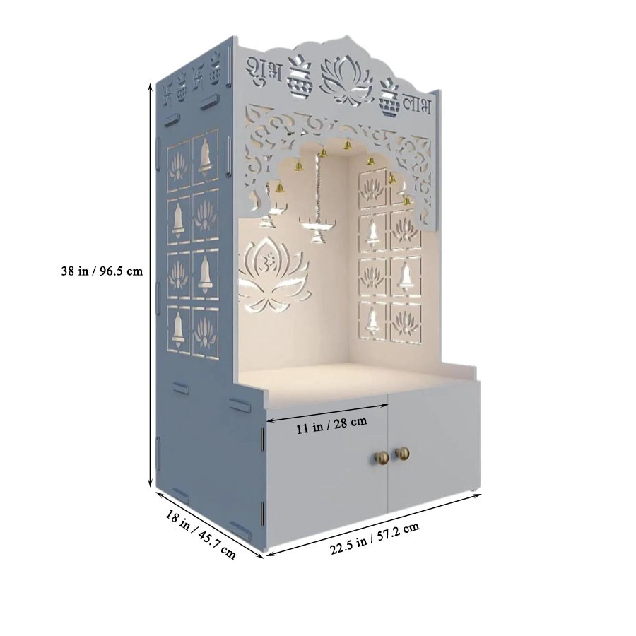 Dimensioni personalizzate bianche autocargite mobili per tempio di Pooja Mandir per puja e utilizzo del tempio indù