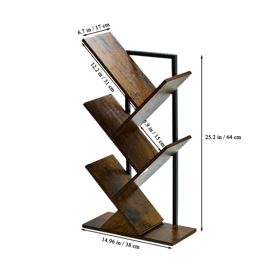 Wholesale 5-Tier Tree Bookcase Wooden Wall Mounted Shelves Storage for Displaying Books