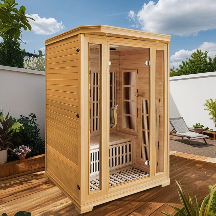 Factory Custom Wooden Indoor Canadian Hemlock Infrared Sauna Room with Foot Massage