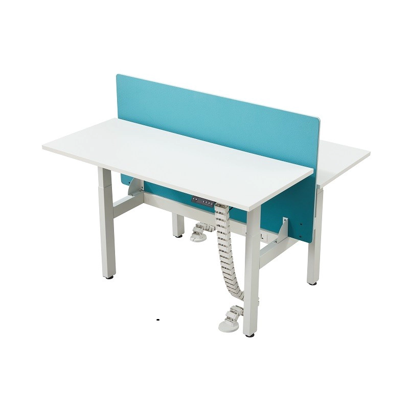 China OEM double ergonomic height-adjustable desk with partition manufacturer