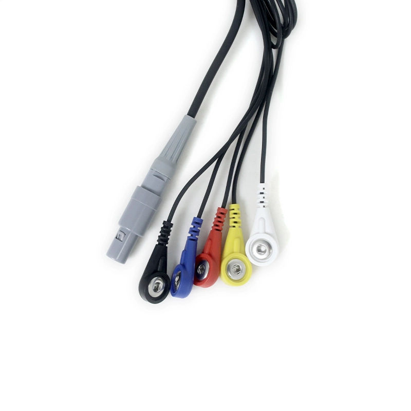 China 6-poliges LEMO-kompatibles 5-adriges 3,5-mm-Schnappelektrodenkabel mit Buchse Hersteller
