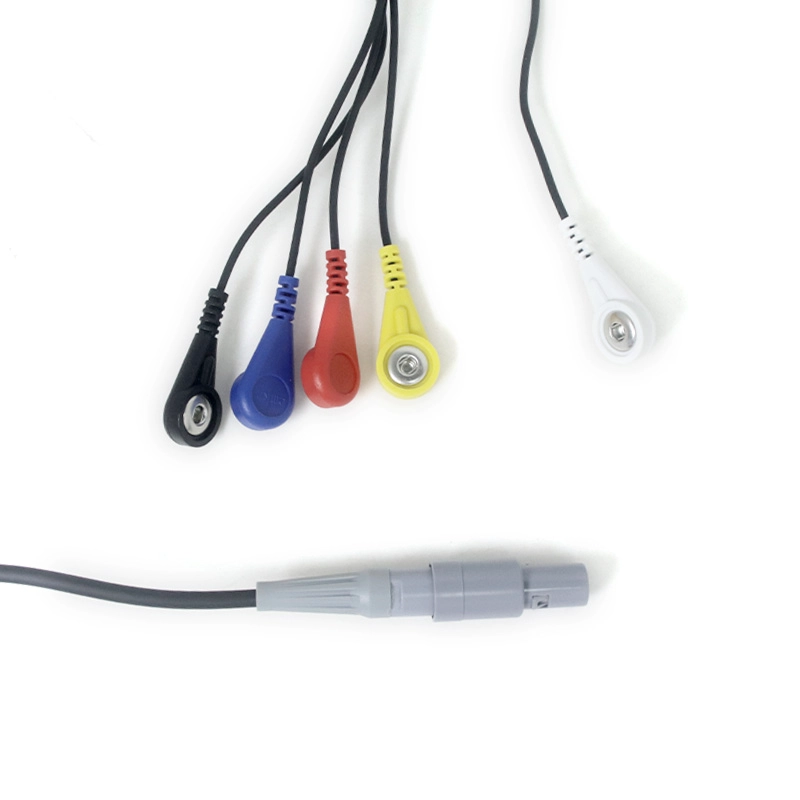 China 6-poliges LEMO-kompatibles 5-adriges 3,5-mm-Schnappelektrodenkabel mit Buchse Hersteller
