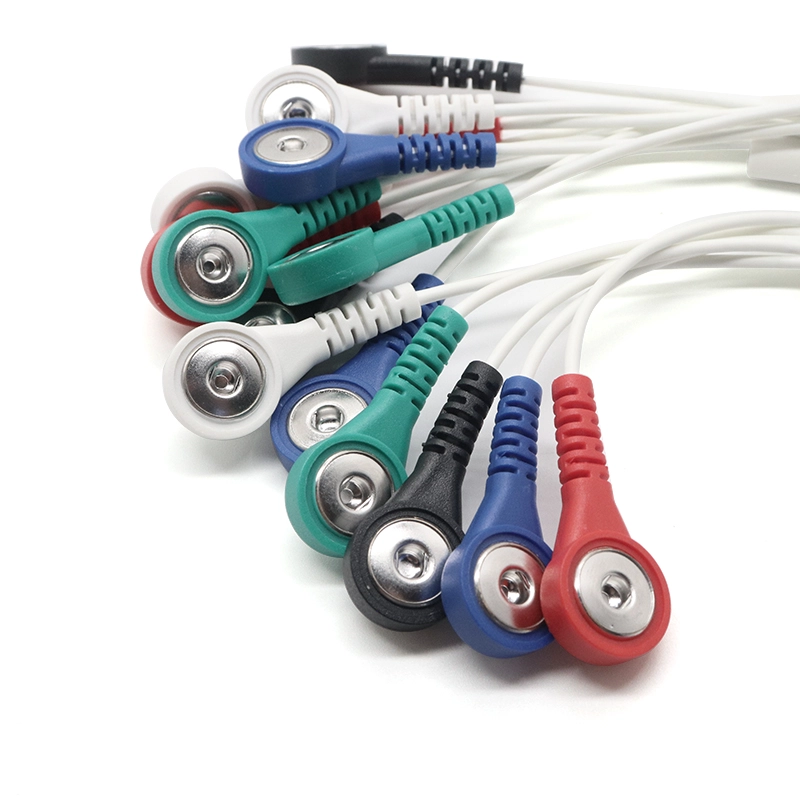 China 5-Pin Spring-Loaded Contact to 5-Lead ECG/EMG Electrode Cable manufacturer