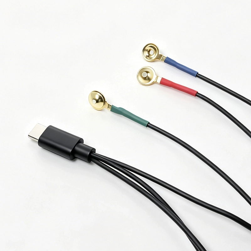 China Typ-C-Stecker auf 10,0 mm vergoldetes EEG/EKG-Cup-Elektrodenkabel Hersteller
