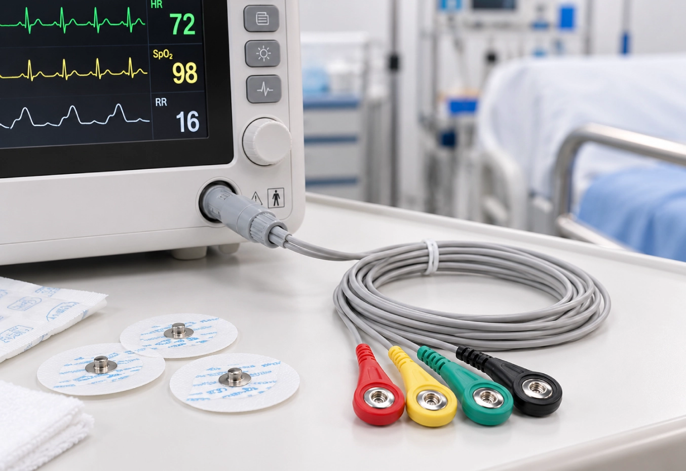 4-poliges LEMO-kompatibles 3-adriges 4,0-mm-EKG-Buchsen-Schnappkabel