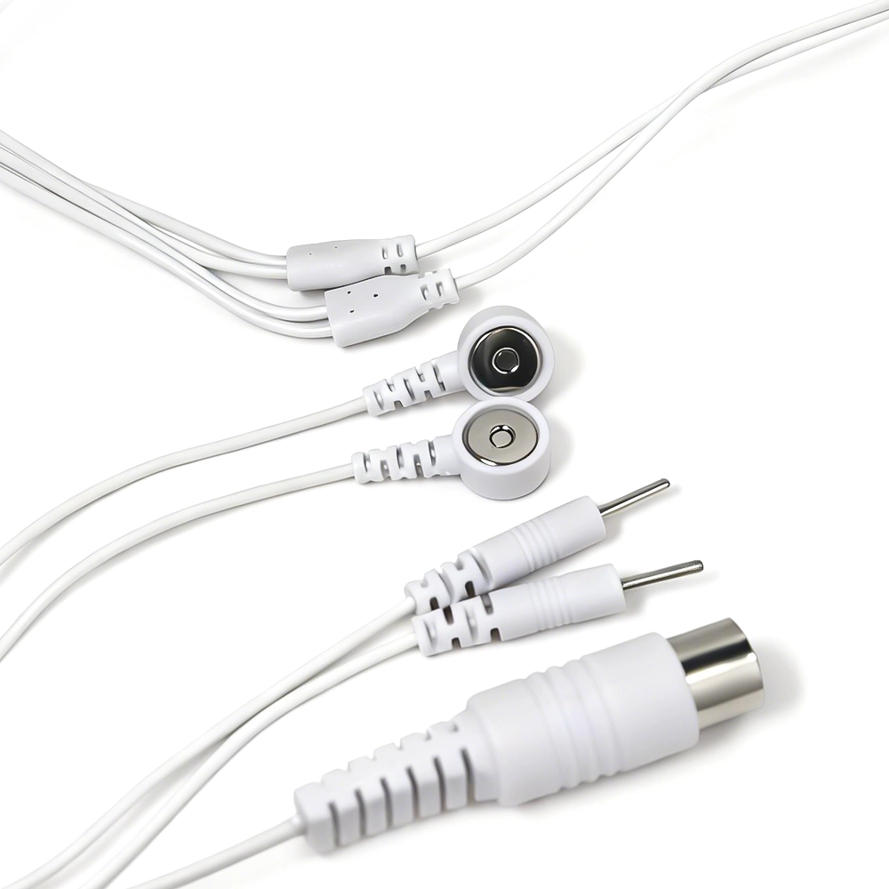 Çin DIN 5-Pin Erkek - Çift 3,5 mm Manyetik Dişi Geçmeli ve Çift 2,0 mm Elektrot Pin Kablosu üretici firma