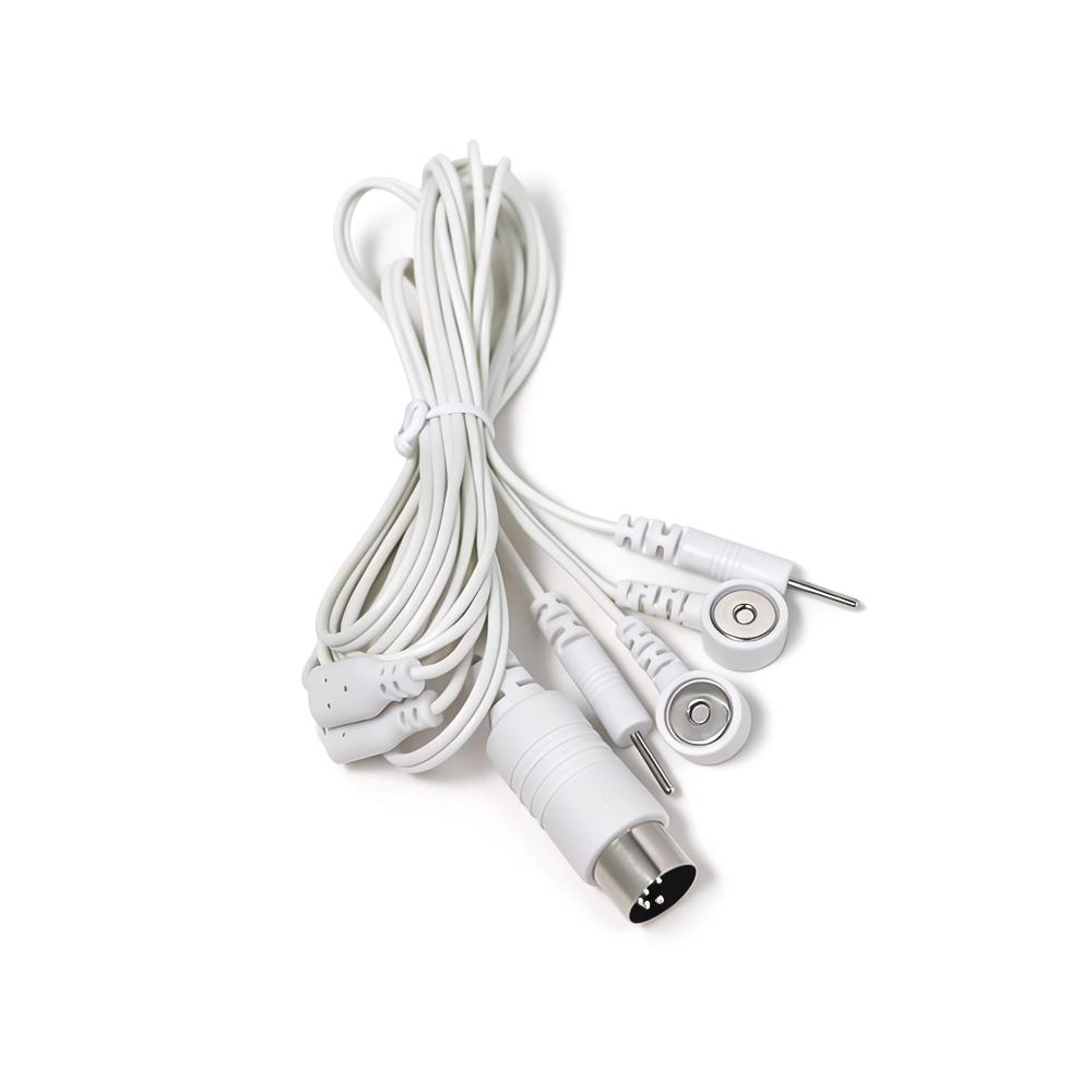 Çin DIN 5-Pin Erkek - Çift 3,5 mm Manyetik Dişi Geçmeli ve Çift 2,0 mm Elektrot Pin Kablosu üretici firma