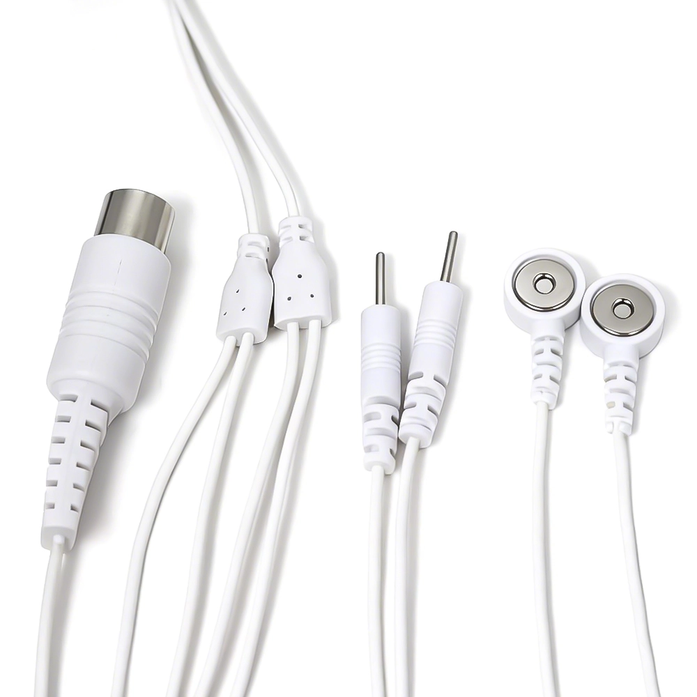 Çin DIN 5-Pin Erkek - Çift 3,5 mm Manyetik Dişi Geçmeli ve Çift 2,0 mm Elektrot Pin Kablosu üretici firma
