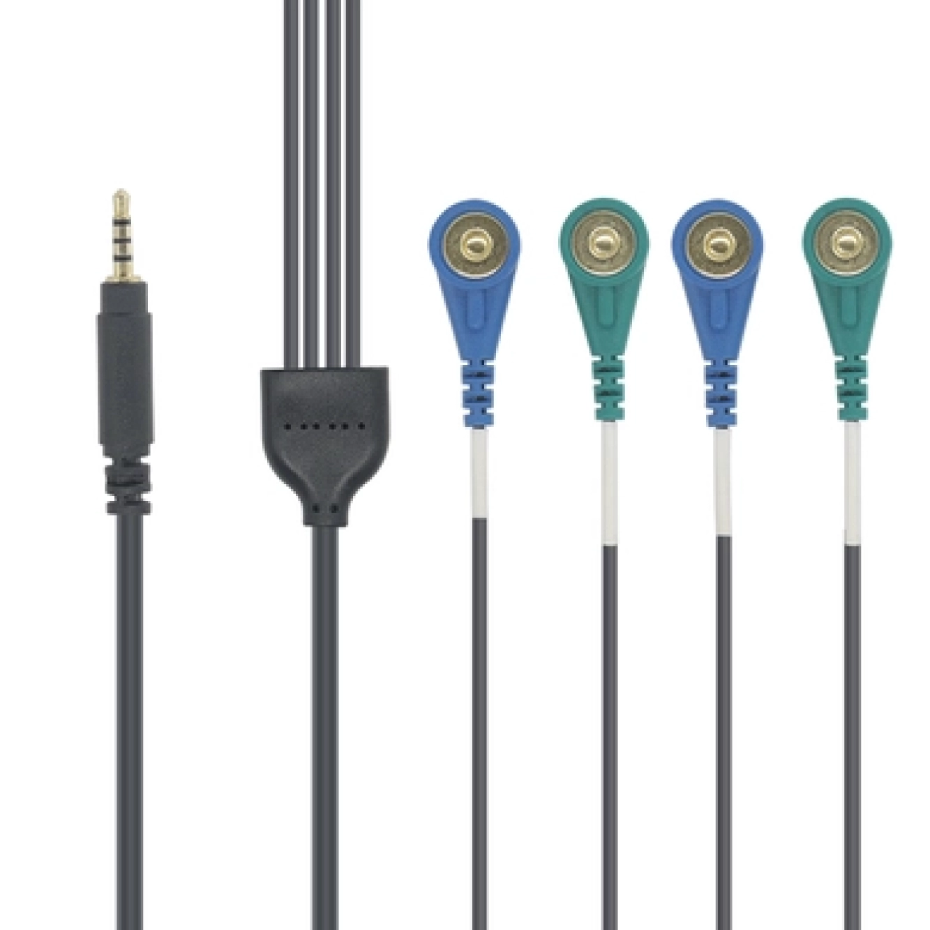 中国 2.5mm 4 極 TRRS プラグから 4 本の 4.0mm 金メッキメススナップ電極リード線ケーブル メーカー