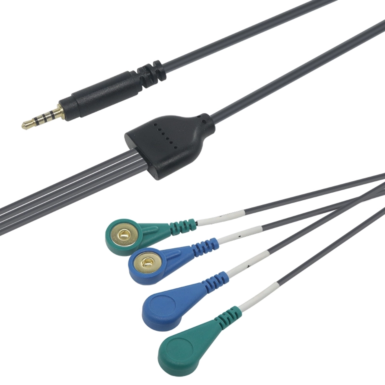 中国 2.5mm 4 極 TRRS プラグから 4 本の 4.0mm 金メッキメススナップ電極リード線ケーブル メーカー