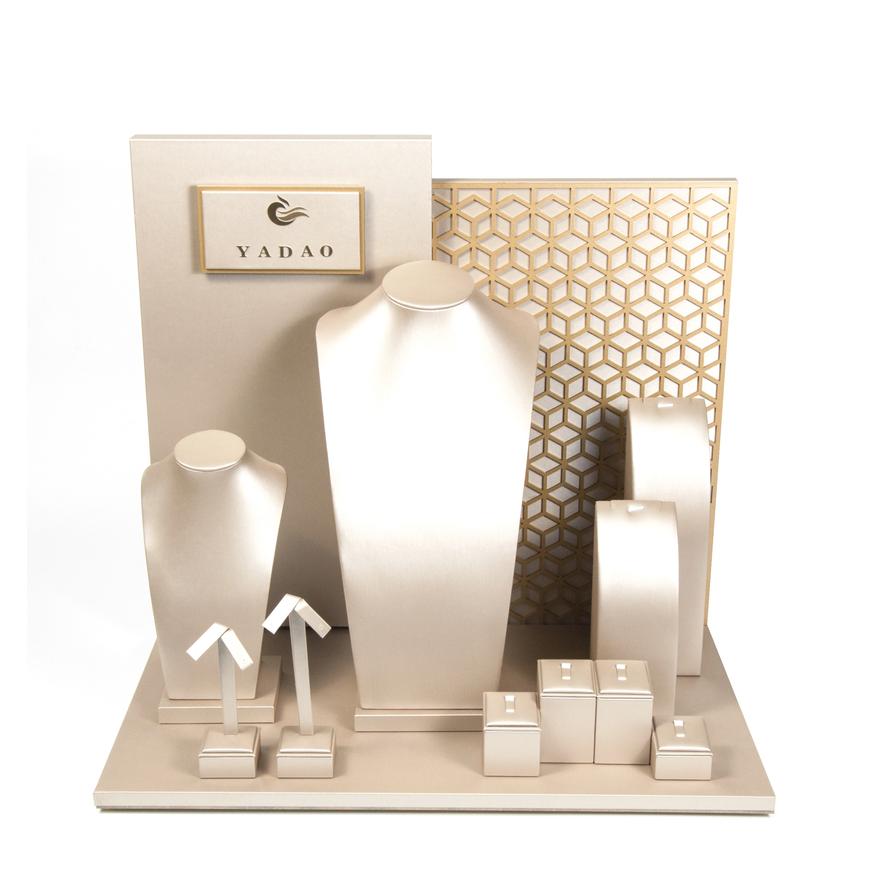China Customize window jewelry display set jewelry counter display set wooden jewelry displays manufacturer