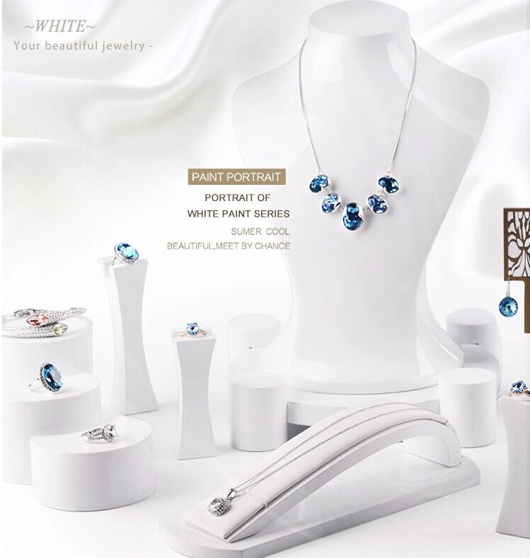 China Pure white elegant jewelry store display set counter window promote your jewelry brand manufacturer