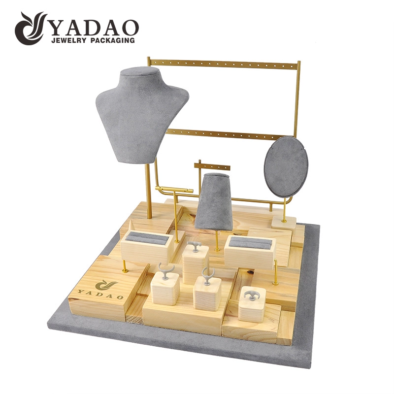 solid wood jewelry display stand window jewelry showcase display props metal earring display stands