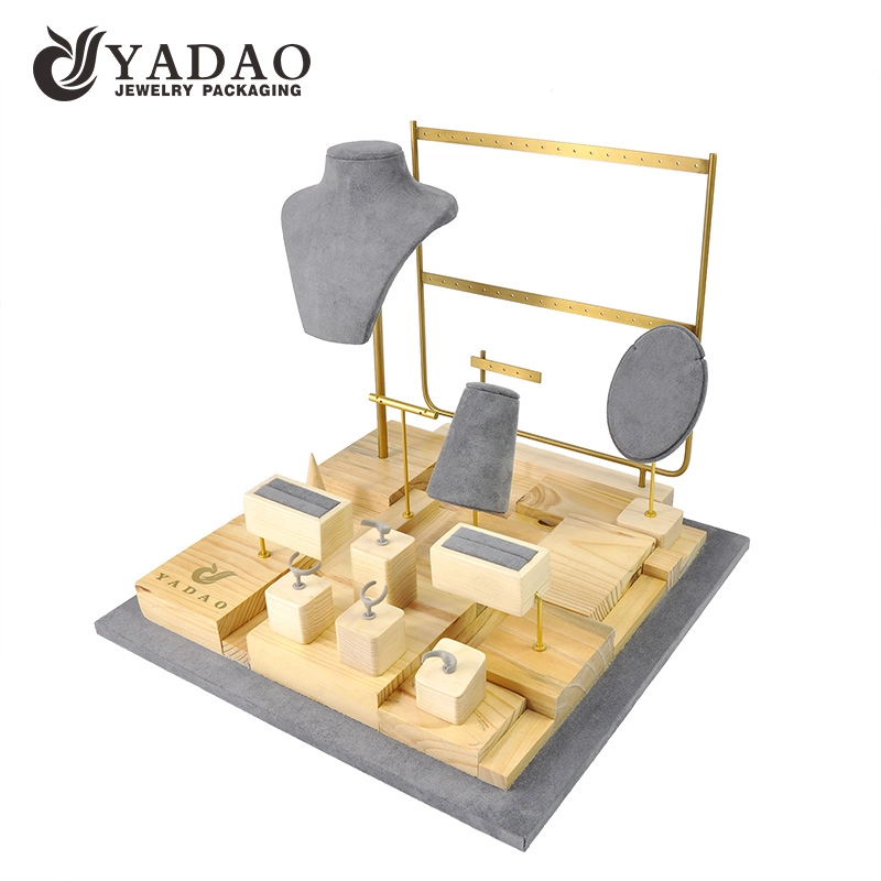 China solid wood jewelry display stand window jewelry showcase display props metal earring display stands manufacturer