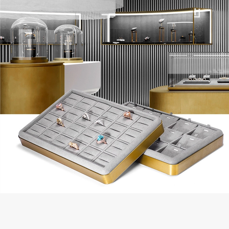 China Small quantity jewelry display tray metal frame ring display tray luxury jewelry tray stock manufacturer