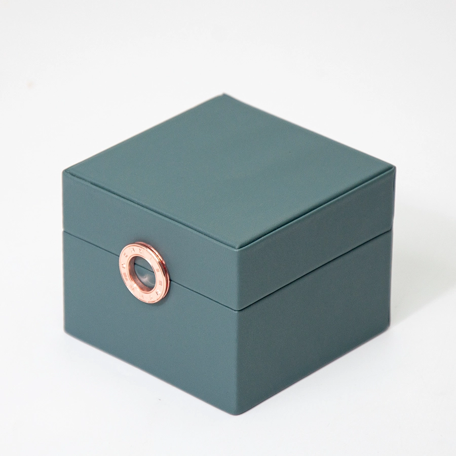Popular jewelry brand packaging luxury leather diamond ring box debossed logo