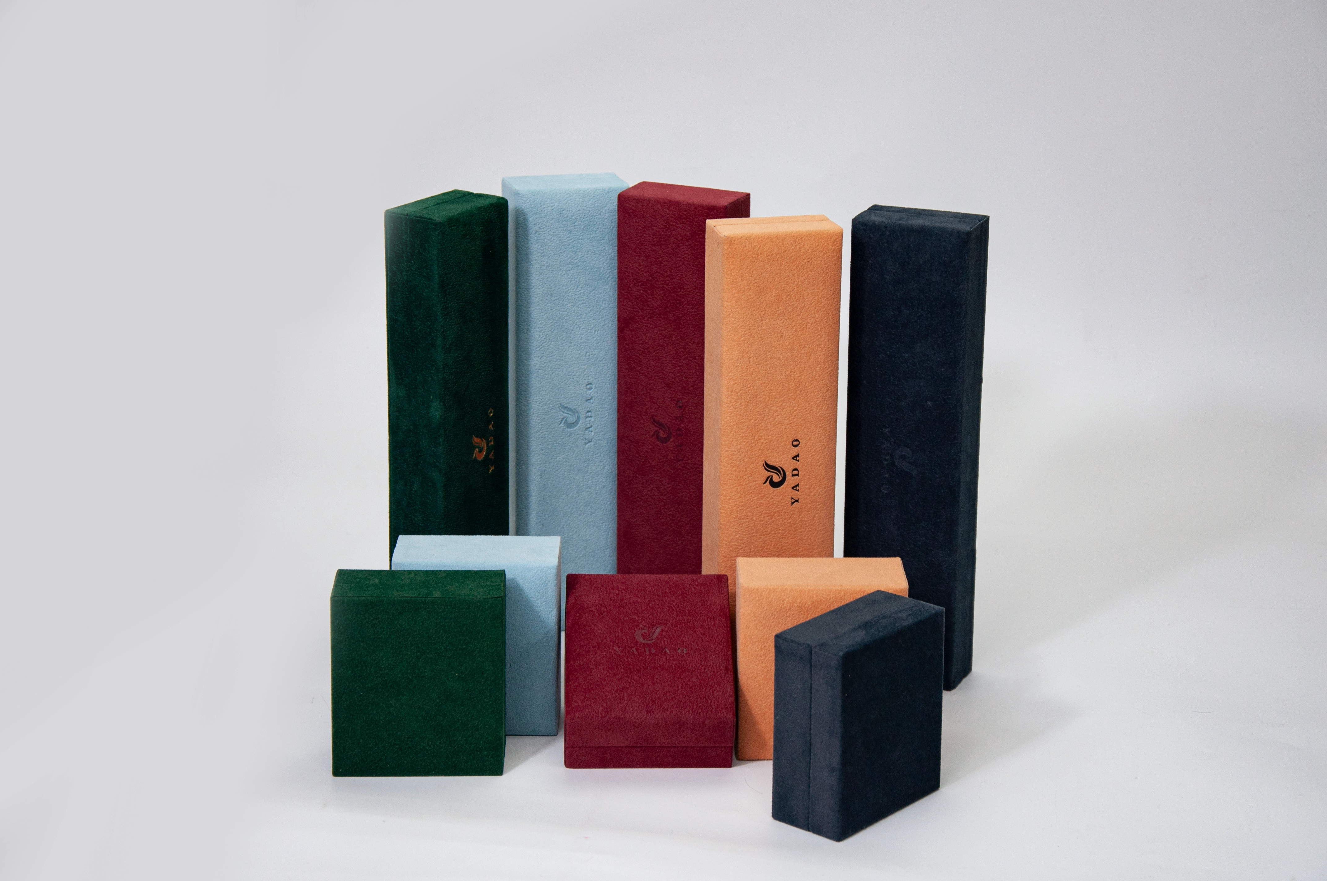 jewelry box set series velvet material finished super soft color combination with custom brand logo printing
