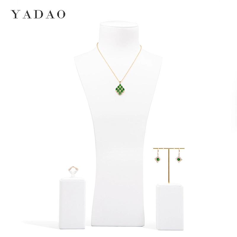 elegant pure white leather resin necklace bust jewelry display organization props exhibition