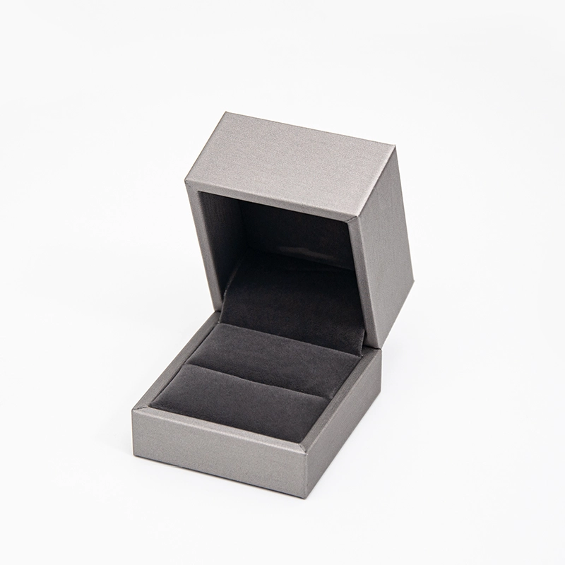 グレー pu レザー ホット販売在庫ジュエリー リング ボックス少量注文卸売
