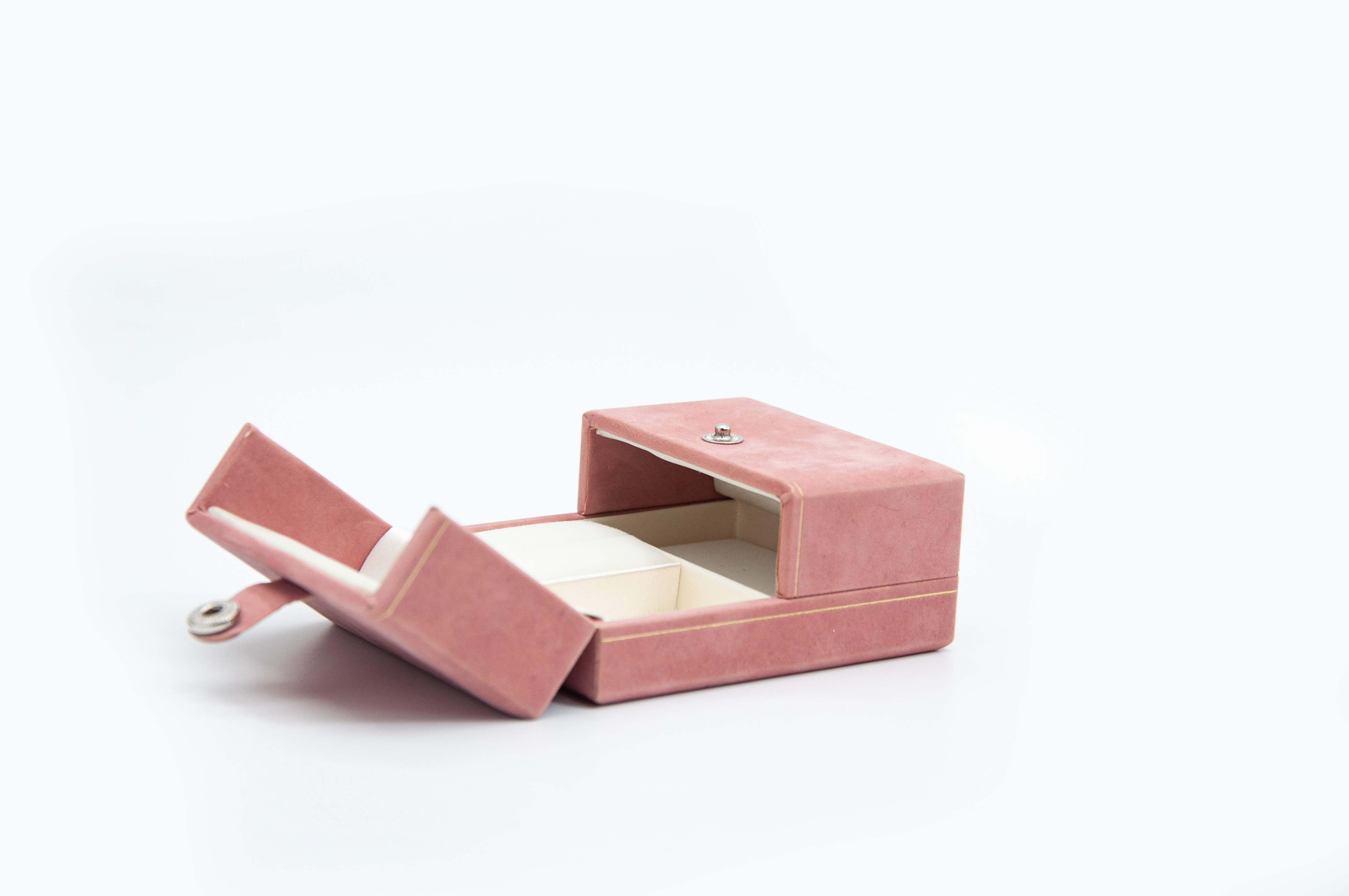 Yadao Pink &Blue Button Double Open Small Velvet Box Supplier