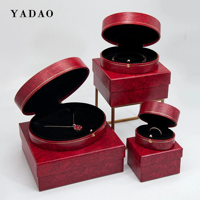 2023 hot sale leather material round shape design jewelry box for wholesale