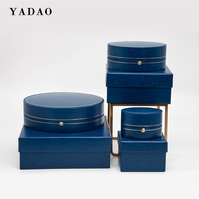 2023 hot sale leather material round shape design jewelry box for wholesale