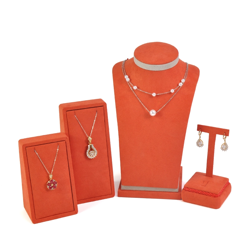 Présentoir de bijoux en daim, nouveau Design, collier, buste, boucles d'oreilles, bague, support de Bracelet, vente en gros
