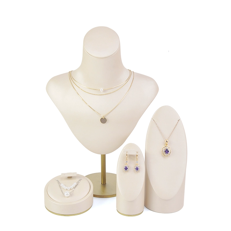 Présentoir de bijoux en cuir et velours, support pour bagues, boucles d'oreilles, pendentif, plateau à bijoux avec Logo personnalisé en métal, vente en gros