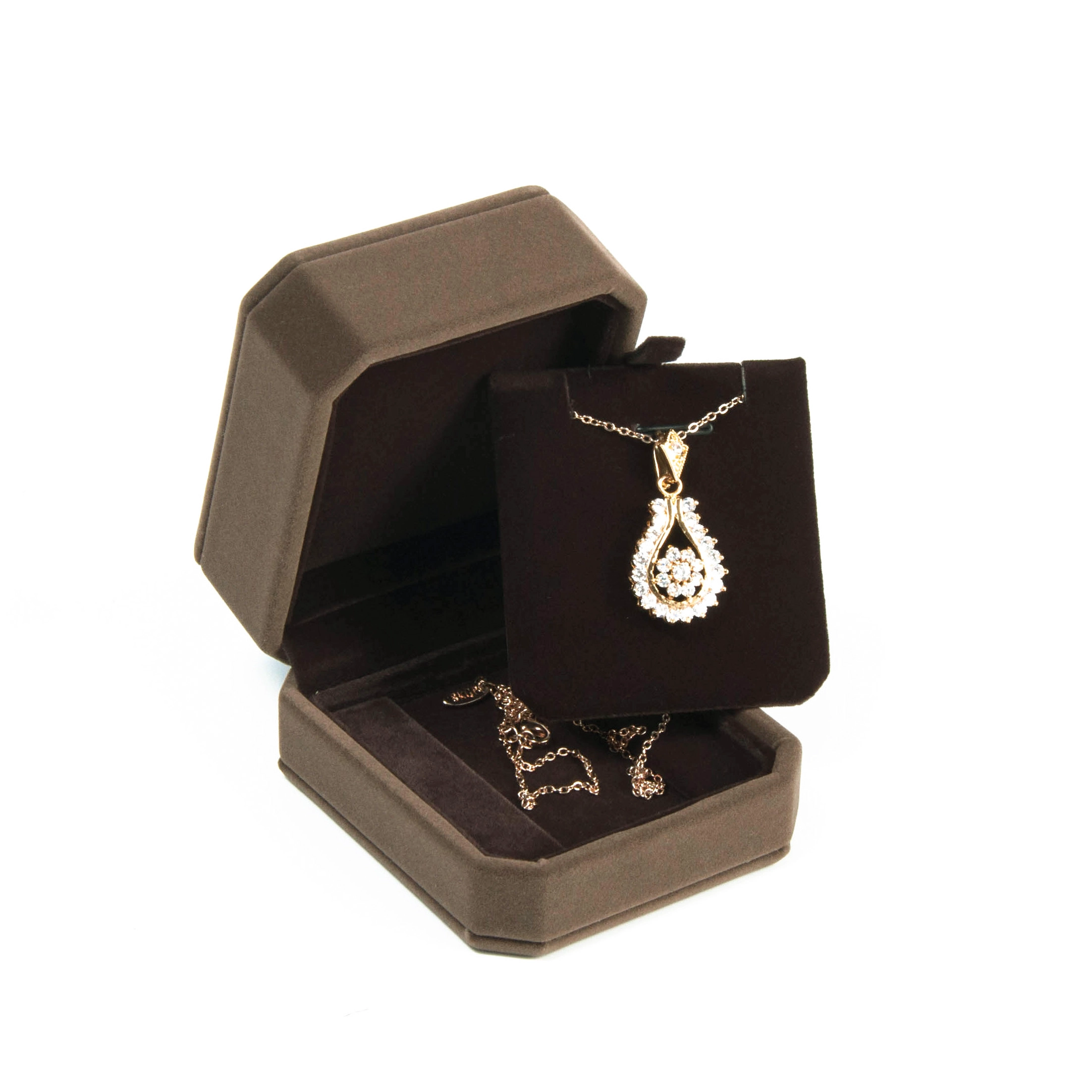 Octagonal smykkeskrin Ring Armbånd Øreringe Emballage Velvet Acceptér brugerdefineret materiale Logo