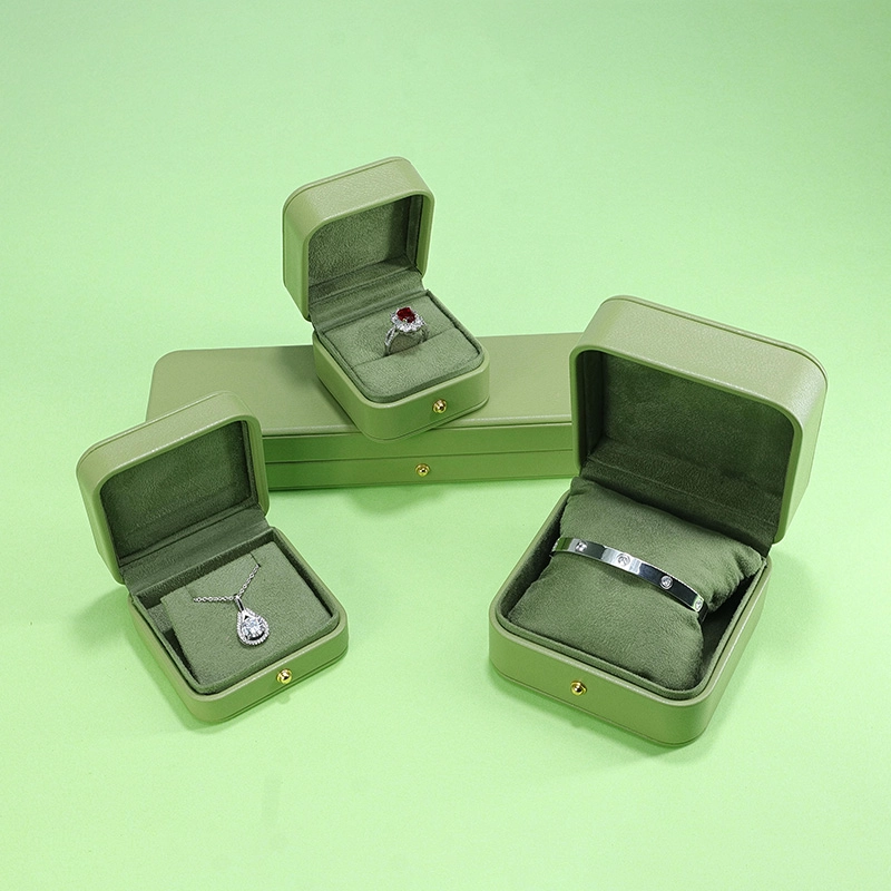 Factory wholesale Custom high-ed green leather big size box jewelry packging display box