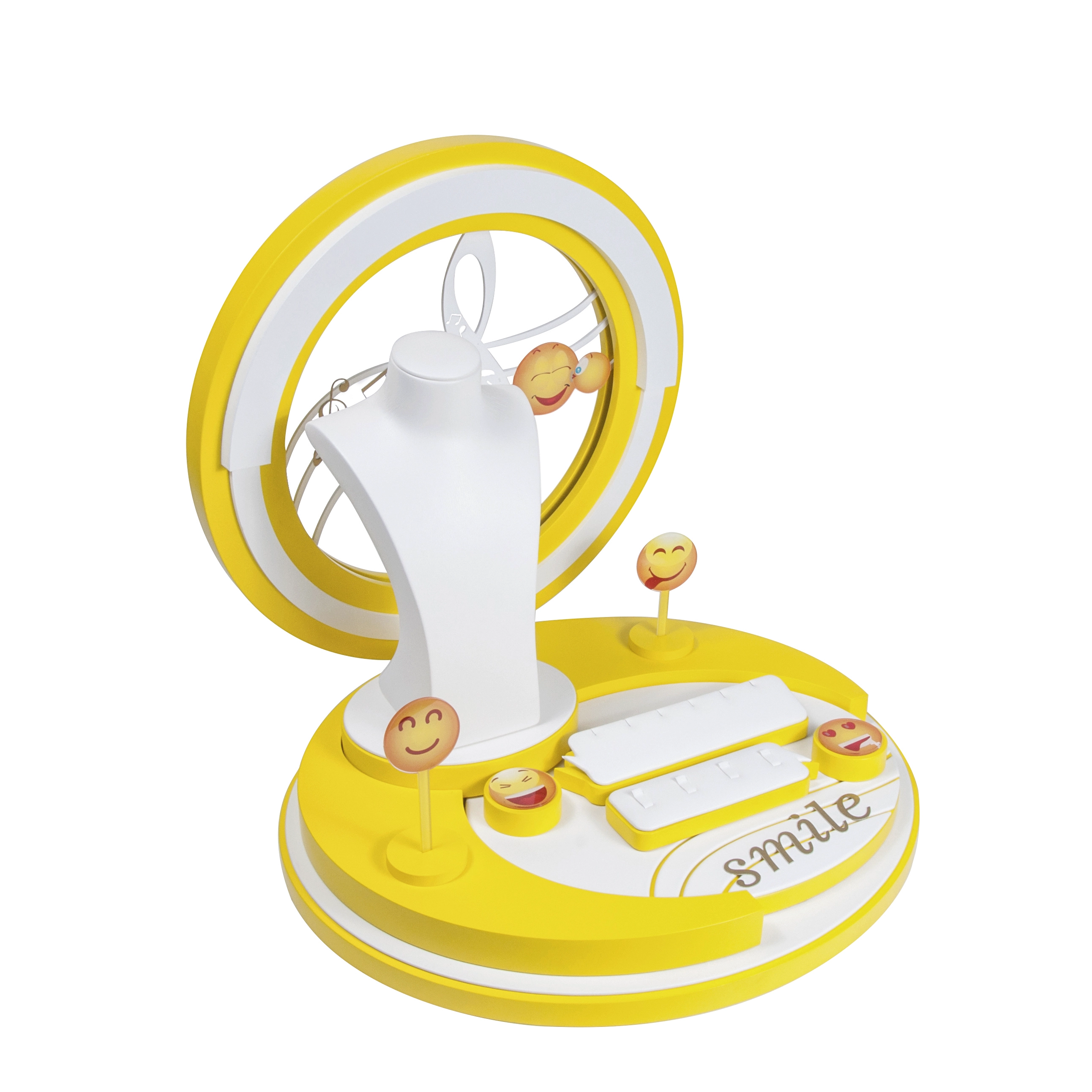 Beautiful Jewelry Display White Yellow Leather Display Ring Stand Necklace Bust