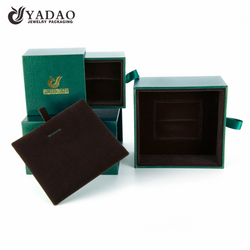 Deep green wooden leather box new design box set inside box with outer box costom logo color