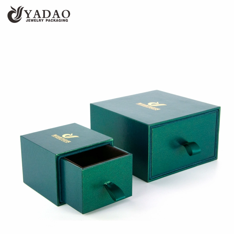 Deep green wooden leather box new design box set inside box with outer box costom logo color