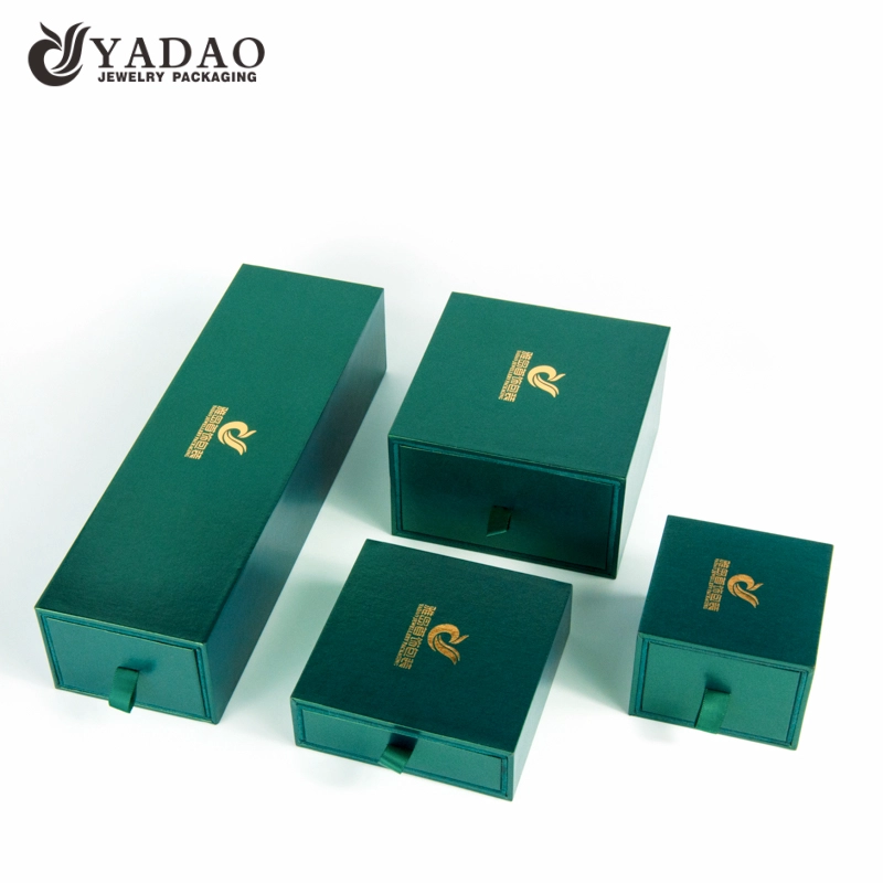 Deep green wooden leather box new design box set inside box with outer box costom logo color