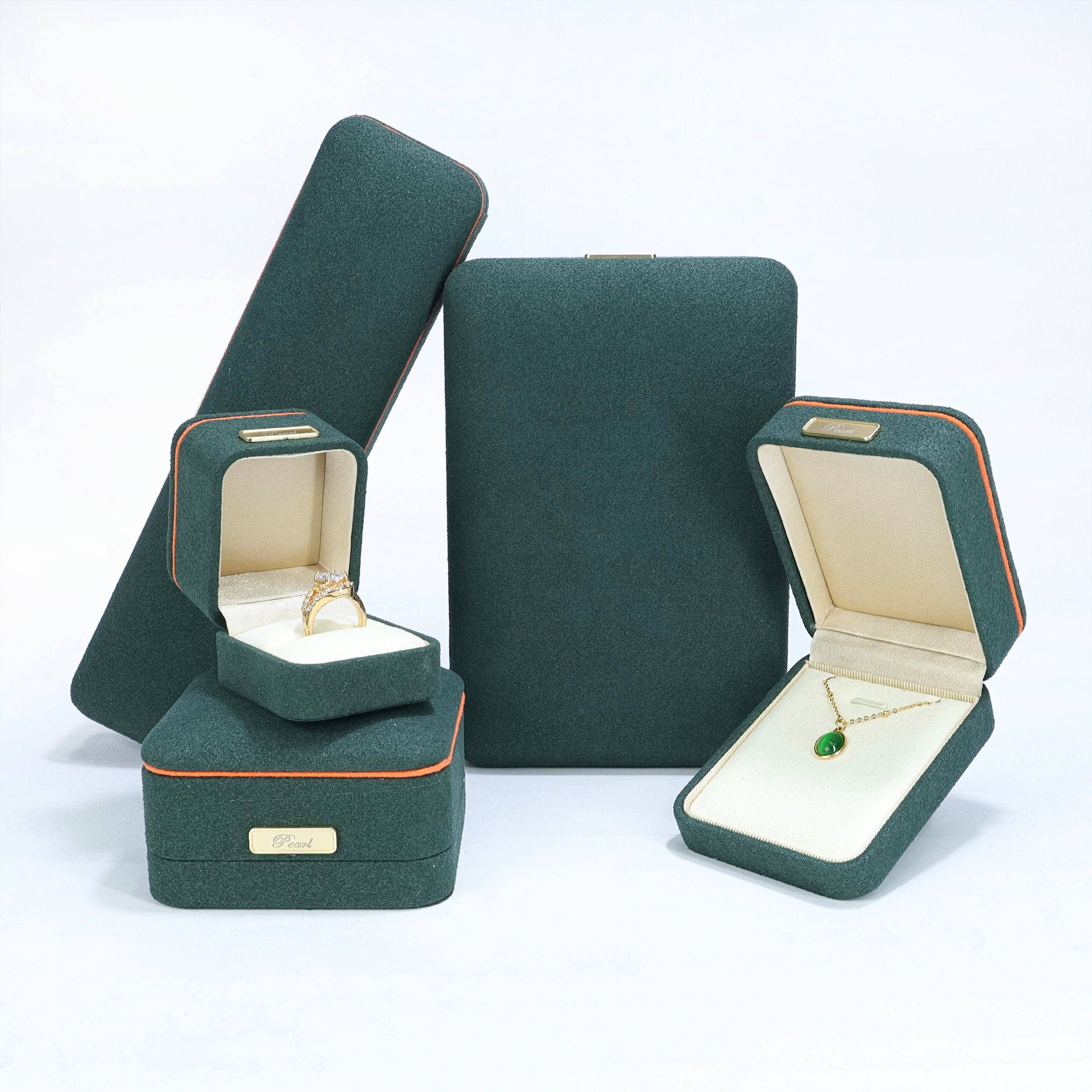 Microfiber Jewelry Box Custom Color Logo Alahas Storage Box Maliit Katamtamang Malaking Sukat