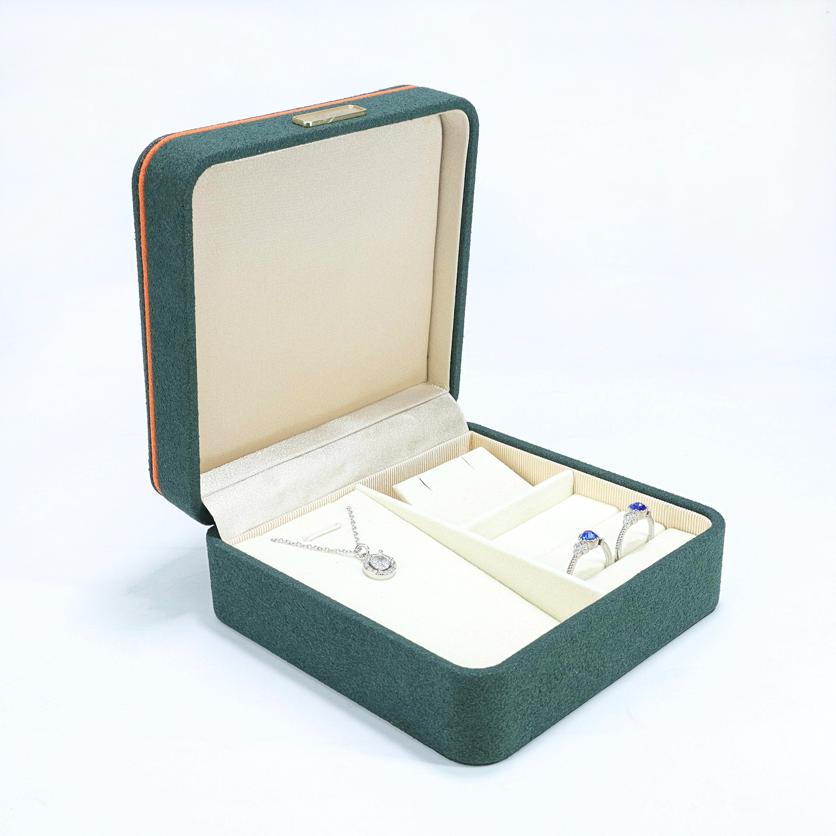 Microfiber Jewelry Box Custom Color Logo Alahas Storage Box Maliit Katamtamang Malaking Sukat