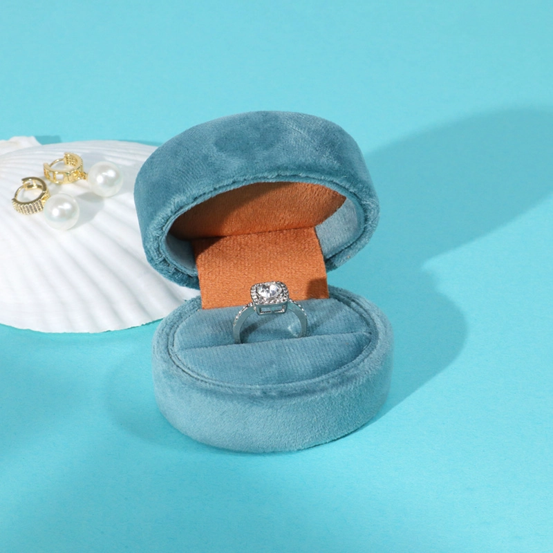 Boîte à bagues en velours personnalisée, fournisseur de boîte à bijoux bleue pour mariage
