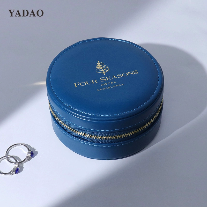 China Kotak barang kemas berzip biru mewah dengan kantung baldu sarung barang kemas cantik untuk logo tersuai hadiah pengilang
