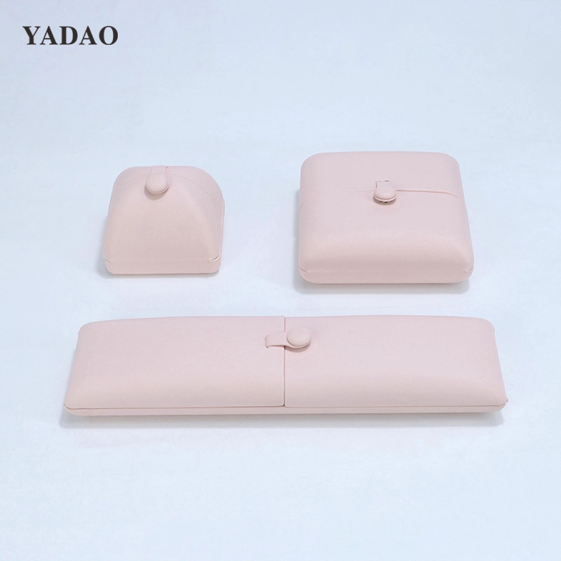 Pink double leather jewelry box pretty affordable jewelry box set made in China gift box to friend